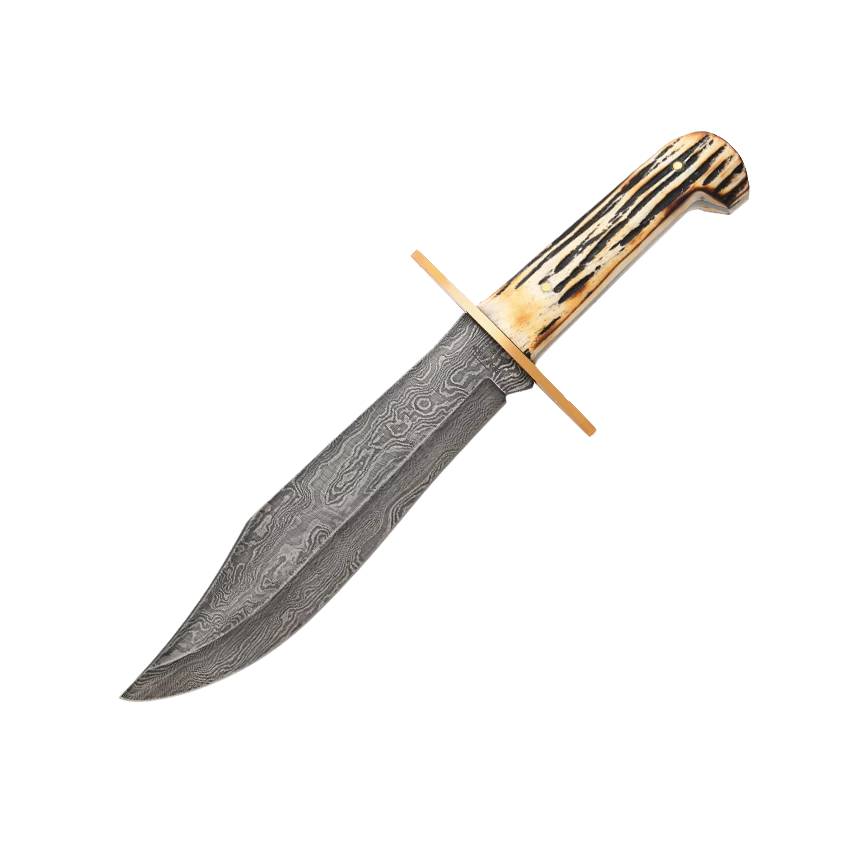11 3/4″ Bowie Damascus Genuine India Stag Bone™ – 500D3/4 3 11 3/4″ Bowie Damascus Genuine India Stag Bone™ – 500D3/4