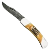 3-3/4″ Genuine India Stag Bone™ Midsize Lockback Damascus – 505D 1 3-3/4″ Genuine India Stag Bone™ Midsize Lockback Damascus – 505D -ProTech Store 505D
