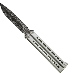 BEAR SONG® VIII GREY STAINLESS HANDLE W/ DAMASCUS BAYONET BLADE – B-820-SS-LD