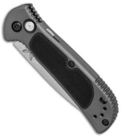 Benchmade 9750 Mini Coalition Automatic Knife Gray Al/Black G-10 (2.9" Satin) -ProTech Store Benchmade 9750 Mini Coalition gray al black G10 satin BHQ 75501 er spine 2 thumb