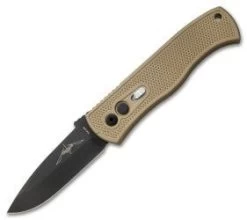 Emerson Protech CQC7-A Spear Point Auto Knife Tan W/ Knurl (3.25" Black) E7A32