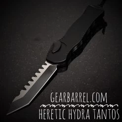 2020 Heretic Knives Hydra OTF Black Tanto (3.625" 2 Tone DLC)