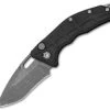Heretic Knives Martyr Recurve Automatic Knife Black Aluminum (3" Battle-Worn) H012-5A -ProTech Store Heretic Martyr Recurve Black Alum Battle Worn H012 5A BHQ 69103 jr thumb