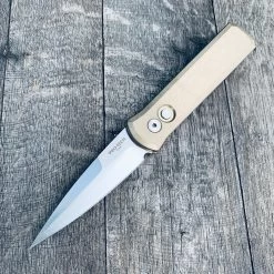 Pro-Tech 7110 Limited Edition Godson AUTO Folding Knife 3.15" 154CM Satin Blade, Stonewashed Bronze Aluminum Handles, Mother Of Pearl Button 10 Pro-Tech 7110 Limited Edition Godson AUTO Folding Knife 3.15" 154CM Satin Blade, Stonewashed Bronze Aluminum Handles, Mother Of Pearl Button -ProTech Store IMG 0494