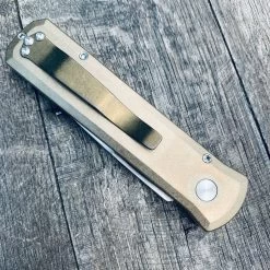 Pro-Tech 7110 Limited Edition Godson AUTO Folding Knife 3.15" 154CM Satin Blade, Stonewashed Bronze Aluminum Handles, Mother Of Pearl Button 11 Pro-Tech 7110 Limited Edition Godson AUTO Folding Knife 3.15" 154CM Satin Blade, Stonewashed Bronze Aluminum Handles, Mother Of Pearl Button -ProTech Store IMG 0495