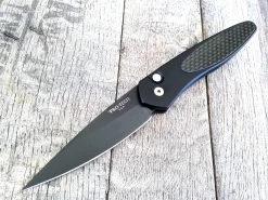 Protech Newport Black Automatic Knife Carbon Fiber (3" Black) 3416