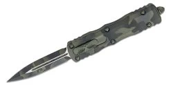 Microtech 225-1OCS Signature Series Dirac AUTO OTF Knife 2.92" OD Green Camo Double Edge Dagger Blade, OD Green Camo