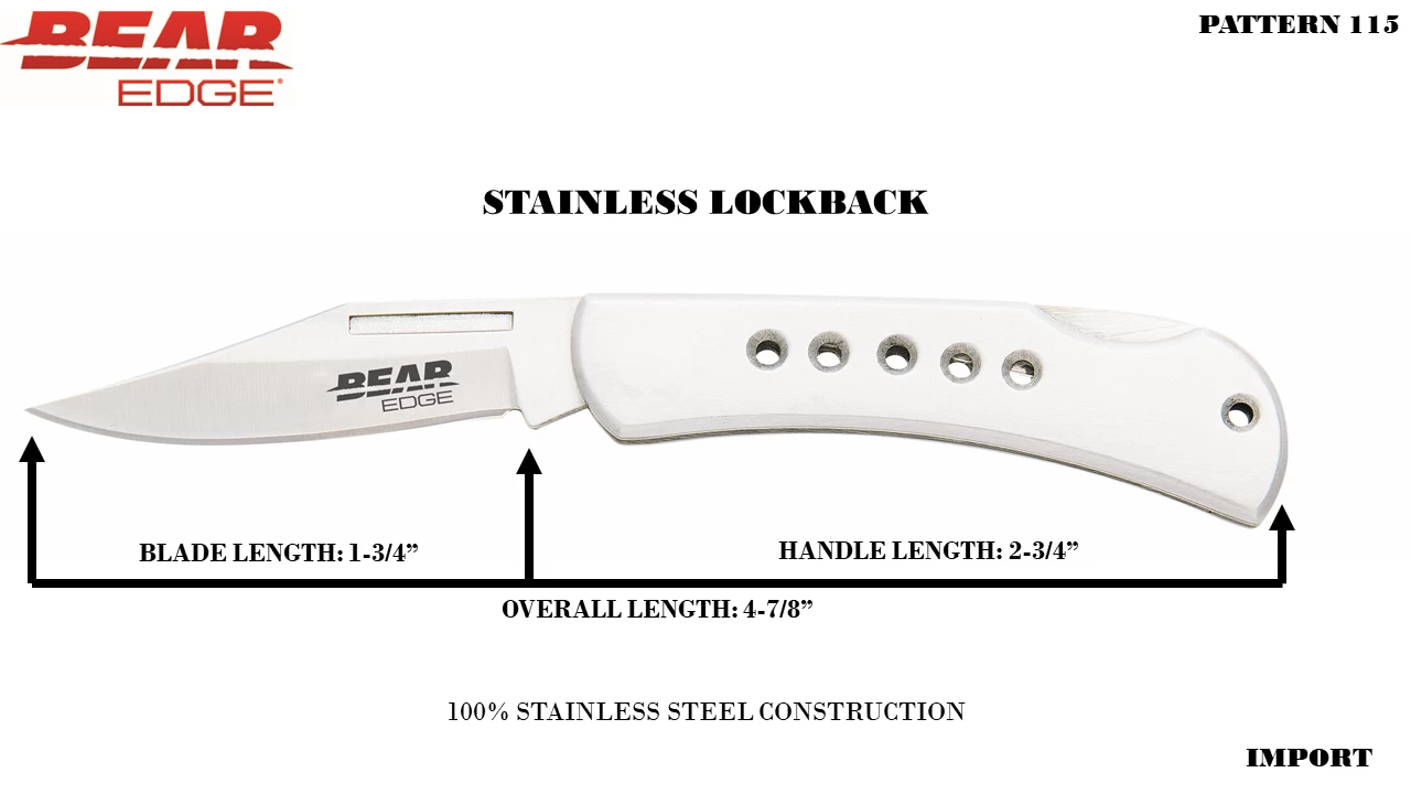 2-3/4″ Stainless Steel Lockback W/Designer Holes – 71115 4 2-3/4″ Stainless Steel Lockback W/Designer Holes – 71115 - Image 2