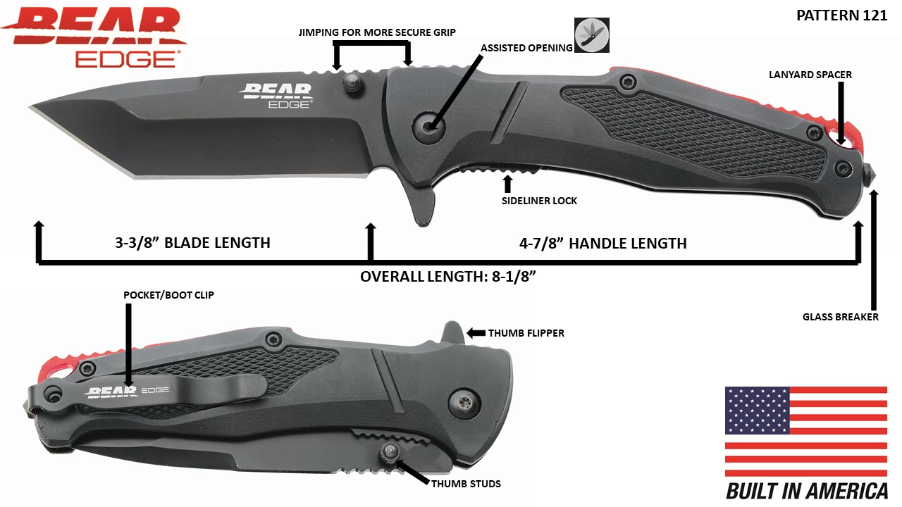 4-5/8″ Black And Red Assisted Opener – BE121 4 4-5/8″ Black And Red Assisted Opener – BE121 - Image 2