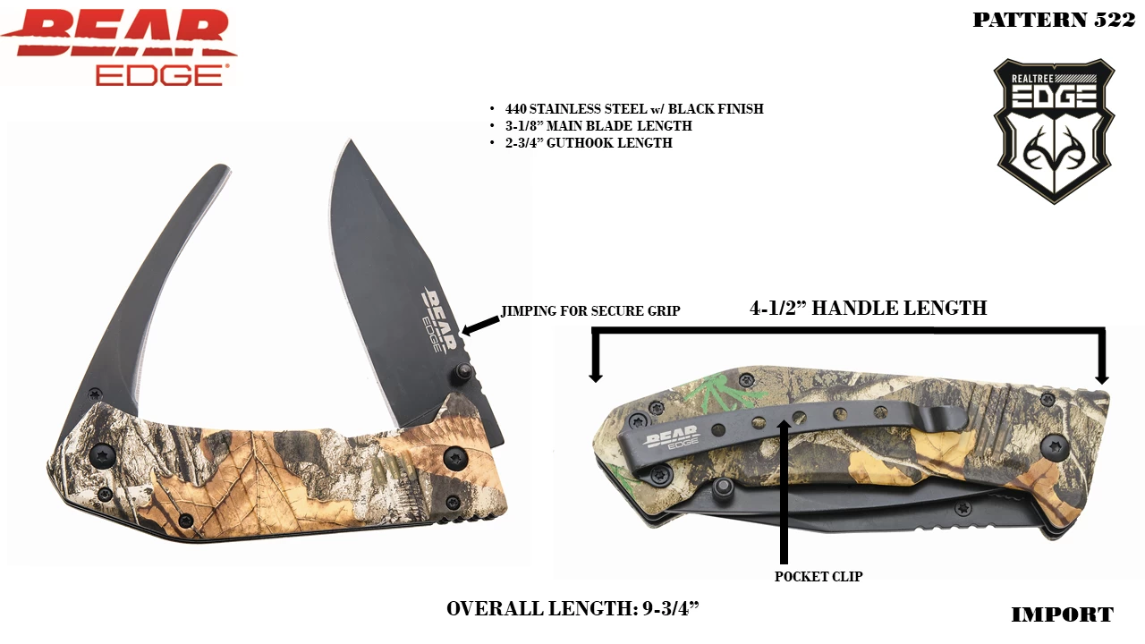 4-1/2″ Double Blade Gut And Skinner Black Blade Real Tree Edge – BE522 4 4-1/2″ Double Blade Gut And Skinner Black Blade Real Tree Edge – BE522 - Image 2