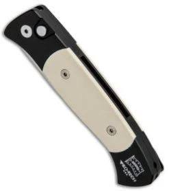 Protech Brend 2 Tuxedo Automatic Knife Ivory Micarta (2.9" Satin Serr) 1251PS -ProTech Store Protech Brend 2 Tuxedo Auto Ivory Micarta Satin Serr 1251 PS BHQ 90597 jr spine thumb