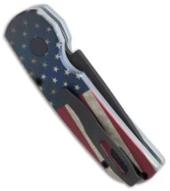 Protech Calmigo PK Custom CA Legal Automatic Knife Vintage Flag (1.9" Black) 2241 -ProTech Store Protech Calmigo PK Custom vintage flag black BHQ 76067 er side thumb