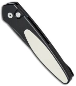 Protech Newport Tuxedo Automatic Knife Black/Ivory Micarta (3" Black) 3452 -ProTech Store Protech Newport Tuxedo Auto Black Ivory Micarta Black 3452 BHQ 80344 jr spine thumb