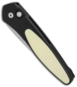 Protech Newport Tuxedo Automatic Knife Black/Ivory Micarta (3" Stonewash) 3451 -ProTech Store Protech Newport Tuxedo black Ivory micarta sw BHQ 77861 er spine thumb