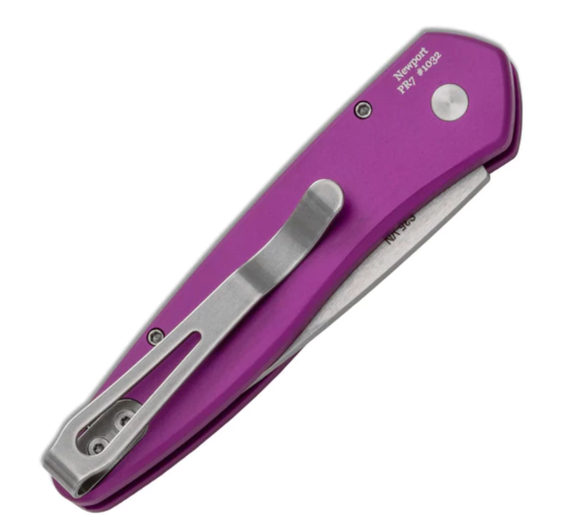 Protech Newport Purple Automatic Knife (3" Stonewash) 3405-PURPLE 4 Protech Newport Purple Automatic Knife (3" Stonewash) 3405-PURPLE - Image 2