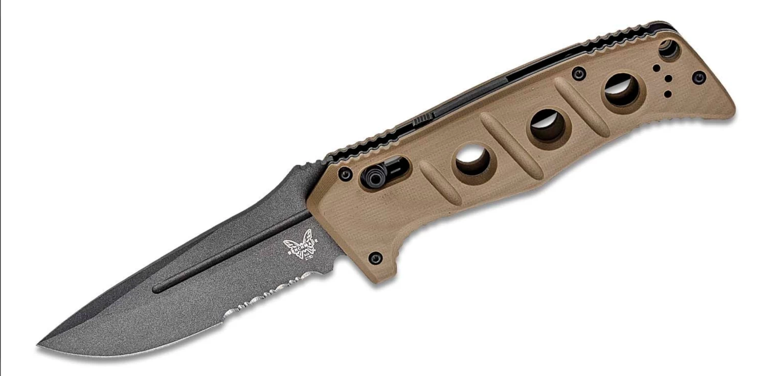 Benchmade Adamas Automatic Knife Desert Tan G-10 (3.8" Gray Serr) 2750SGY-3 3 Benchmade Adamas Automatic Knife Desert Tan G-10 (3.8" Gray Serr) 2750SGY-3