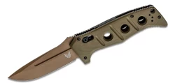 Benchmade Adamas AUTO Folding Knife 3.78" CruWear Flat Dark Earth Plain Blade, OD Green G10 Handles (2750FE-2)