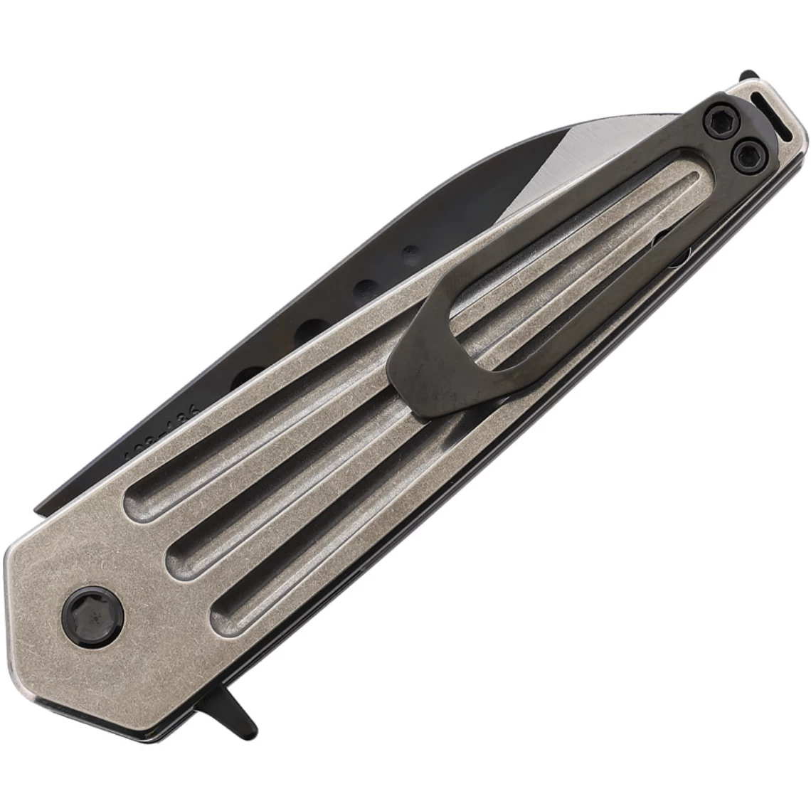 Medford Nosferatu Button Lock Tumbled Ti (Two-Tone Black Blade) 4 Medford Nosferatu Button Lock Tumbled Ti (Two-Tone Black Blade) - Image 2