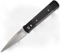Protech Godfather Automatic Black Carbon Fiber Inlay (4" Satin) 905