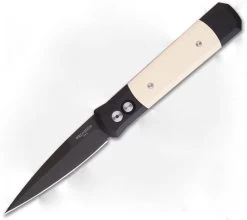 Protech Godfather Automatic Ivory Micarta Tuxedo (4" Black) 952