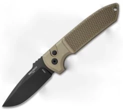 Protech Les George Rockeye Automatic Knife Desert Tan Knurled (3.4" Black) LG135